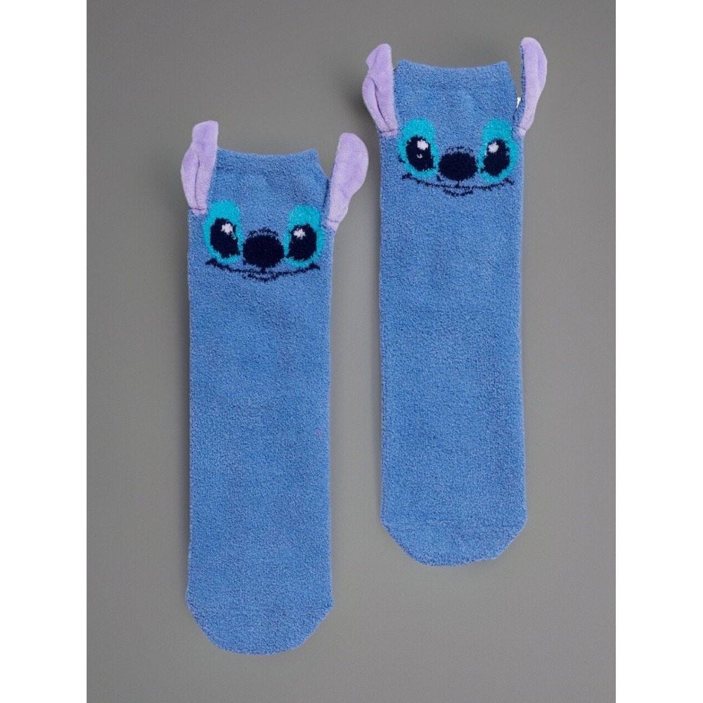 Disney's‎ Fuzzy Figural Stitch Blue Socks Lilo and Stitch Size 9-11 Brand New